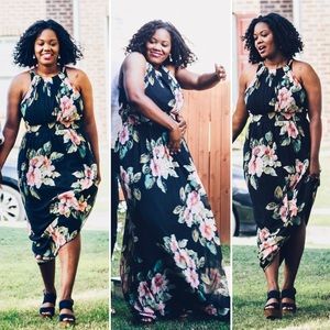 Black & Floral Formal Dress